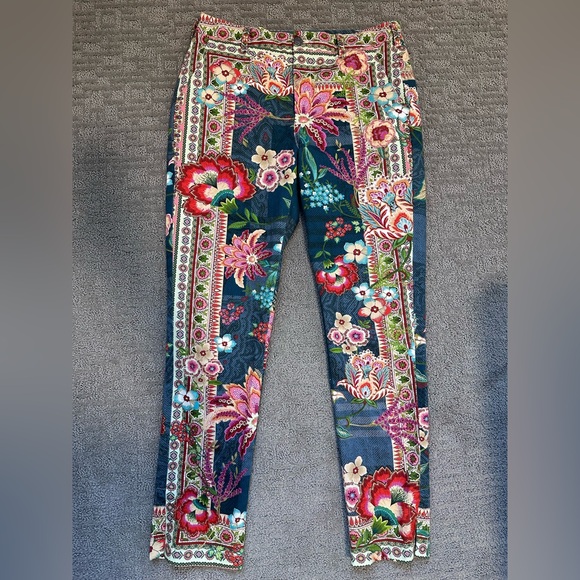 Johnny Was Denim - Johnny Was Aria Skies Floral Print Classic Fit Pants Multicolor Boho Size 6